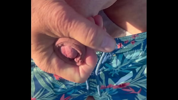 Den Schwanz Melken Und Abspritzen Am öffentlichen Badestrand