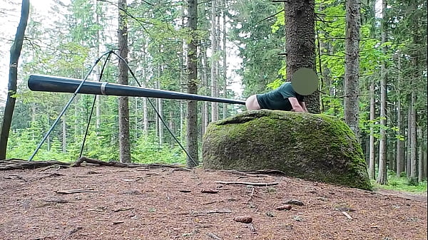 Outdoor In Public Ass Play Railing An Object I Found In The Woods Full Butt Sex