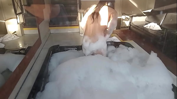 Spying On A Brown-haired Bathing, A Man In Feminine Clothing Comes In And Plows Her In The Pear-shaped Ass And Buries His Prick In Her Anus, Busty And Big-ass Latina Dark-haired.