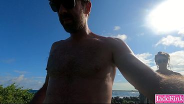 An Everyday Lovers Walking Unclothed And Pounding On The Beach