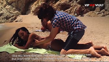 Public Beach Massage Turns Nasty, He Parts Her Slick Cheeks In The Sand