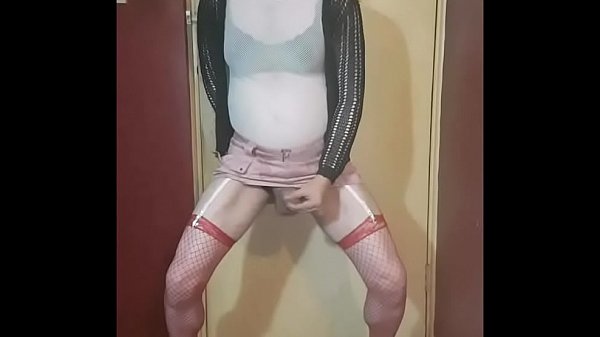Crossdressing Sissy Faggot Masturbaiting Himself On Cam Shoots A Money Shot On Bedroom Floor