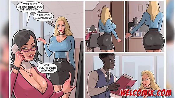 Hot Golden-haired Getting A Job! Job Interview! Interracial Porn Comics!