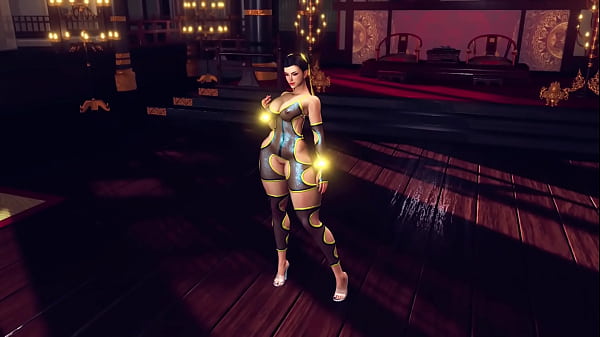 Busty Chun Li In Brazen Bodysuit Solo Dancing And Posing In сhinese Temple
