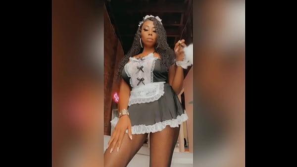 Sultry Huge Titty Ebony Housekeeper Candace Von Plays With Her Tight Snatch