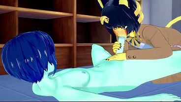 Anima Crossing Yaoi Furry Hentai 3D - Ankha (Boy) With MoonCat Blowjob And Butt Sex With Inside Load - Anime Manga Yiff
