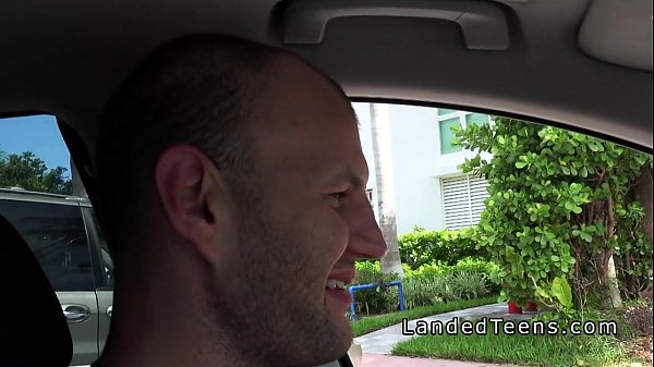 Brown-haired Cutie Cuttie Swallows And Bangs In Car