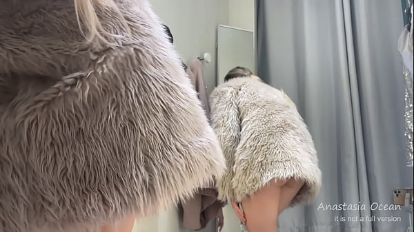 Fitting Room. Scorching Hoe Tries On Clothes On Her Steamy Form In A Public Place. Public. Shopping Center.