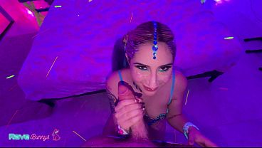 Tatted Rave Beauty Dahlia Noire Takes Over A UV Glow Party Hookup!