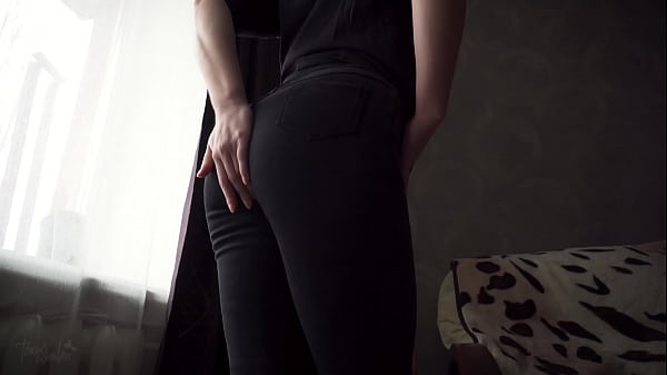 Hot STEPMOM In Clenched Black Jeans Displaying White Thong Whale Tail
