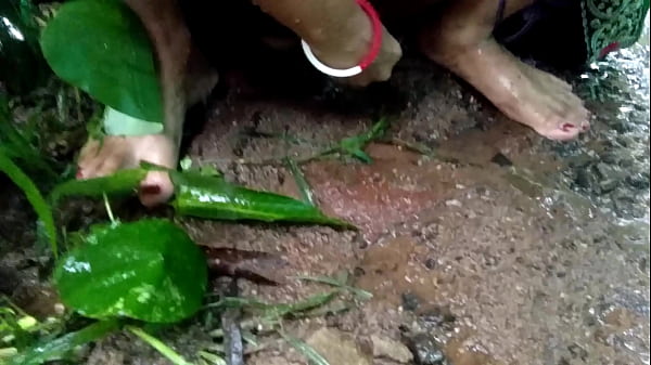 Enormous Breasts Step-Mom Masturbating With Large Dildo In Rain Outdoor Public
