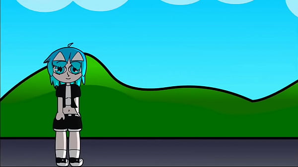 Una Animación Corta Tirándose P2 Chica Pelo Azul Cian
