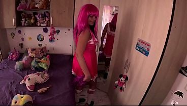 MILF Cheerleader Tease. Pink Uniform, Lollipop Play And Disheveled Bedroom Fantasy