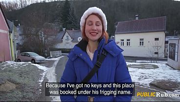 Locked Out Broke Copper-haired Takes Cash For Casting Sex