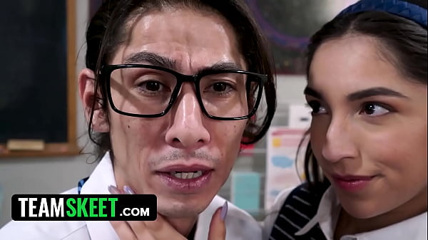 Lucky Nerd With A Thick Shaft Plows The Two Biggest Tramps In School