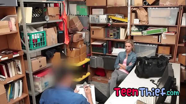 Fair-haired Coed Shoplifter Banged Intense By A Security Guard Inside The Office