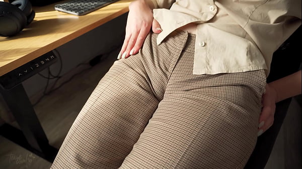 Mischievous Colleague Seduces You With Her Fat Cameltoe In Trousers