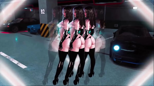 Chunky Voluptuous Rosanna In Sexy Latex Lingerie Dancing Alone At Parking Lot
