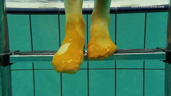 Seductive Orange Stockings Of Markova Underwater